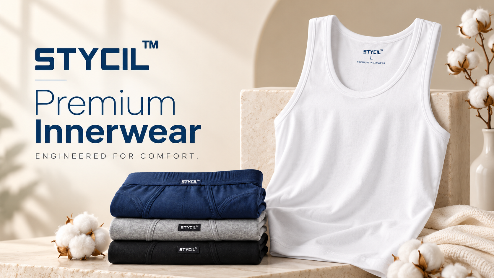 STYCIL premium men’s vest and innerwear collection